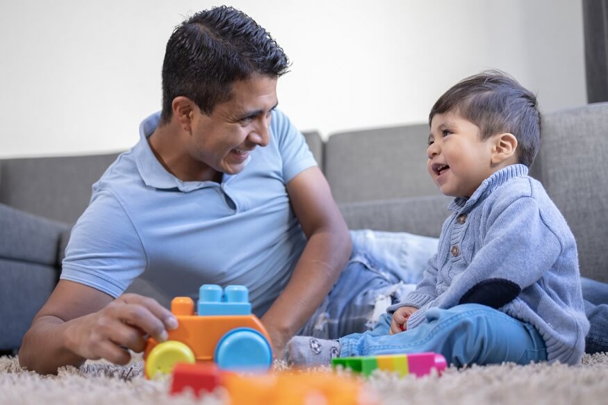 Parent teaching and bonding with toddler