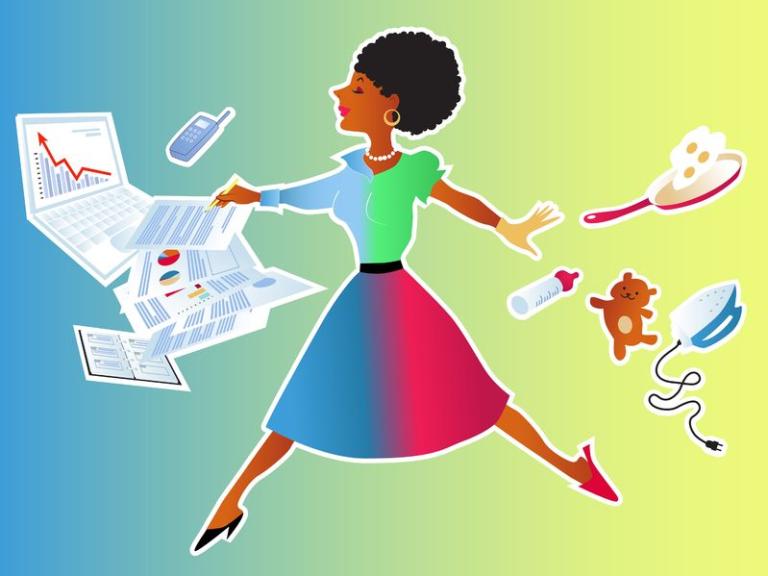 Mother balancing career and family life